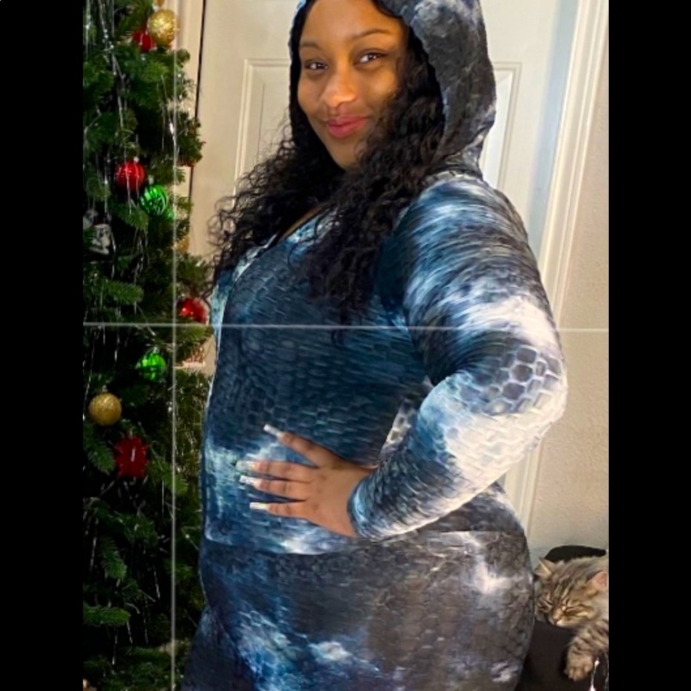 Blue Tye dye Hooded Jumpsuit